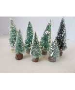 7 Green Snow Tipped Pines Evergreens Scenery Trees Model RR Wood Base Us... - $5.14 CAD