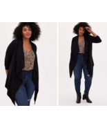 Torrid Size 6 Studio Ponte Drape Cardigan Black Stretch Knit Open Front 6X - €51,24 EUR