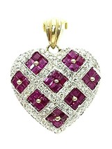 1ctw Topaz &amp; Diamond Heart Pendant Real Solid 14K Yellow Gold 4.1 g - £748.22 GBP