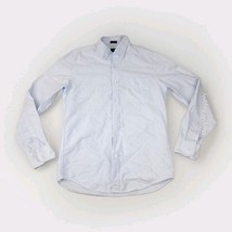 J Crew Flex Oxford Slim Shirt M Blue White Stripe Long Sleeve Button Front - $498.57 MXN