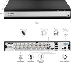 Zosi H.265+ 16 Channel 1080P Lite Hd Cctv Dvr Replace Swann 4575 4580 Dvr - £319.73 GBP
