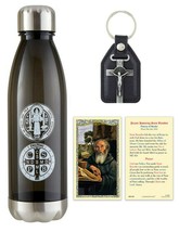 Father&#39;s Day Gift Set - St. Benedict Water Bottle, Keychain, &amp; Lam. Prayer Card - £15.74 GBP