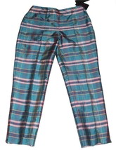 Ralph Lauren Teal Plaid Lined Lghtwght Nubby Silk Picnic Pants Wm&#39;s 8 NW... - $749.69 MXN
