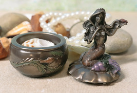 Ebros Mermaid Sitting On Oyster Sea Shell Small Jewelry Decorative Trinket Box - £19.17 GBP