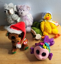 Lot of 6 Ty Beanie Babies Bears Holiday Frog Fish - £15.98 GBP