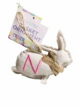 Easter Bunny Monogram Letter N Hanging Fabric Charm Ornament 5 Inches Tall - $15.05