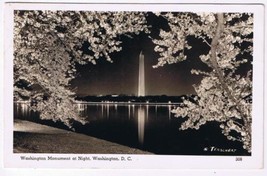 DC District of Columbia Postcard Washington RPPC Washington Monument At Night - $3.57