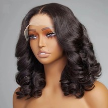 Body Wave 4x4 Transparent Lace Front Bob Wig 13x4 Human Hair Wigs 180 Short Loos - £75.31 GBP+
