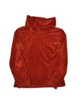 Vintage Velour Sweatshirt Womens M Orange Velvet Turtleneck 80s Retro Ho... - £21.79 GBP