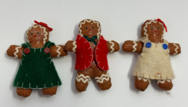 Gingerbread Fabrique Mache Figurines 3.5&quot; small dolls Set Of 3 - $24.00