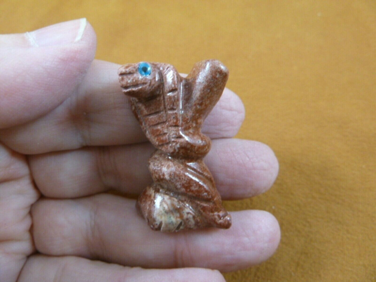 (Y-SNAK-60) little red Coiled Snake gemstone carving soapstone Peru love... - $8.59