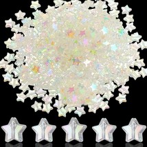 50 White Star Beads Jewelry Supplies AB Shimmer Celestial Night Sky BULK 10mm - £3.61 GBP