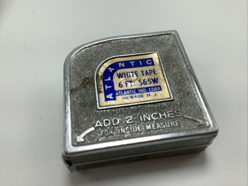 Vintage ATLANTIC White Tape Measure 6' Model S65W VGC & Clean Item image 2