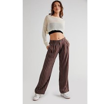 New Free People Heat Wave Relaxed Chino Pants $148 SIZE 6 Chocolate Striped - £50.41 GBP