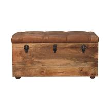 Artisan Furniture Buffalo Hide Oak-ish Storage Trunk - £438.85 GBP