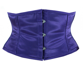 Boned steel corset shaper waspie waistbust sexy mini purple satin - £15.92 GBP+