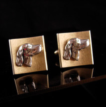 Vintage Dog Cufflinks - Golden Retriever -  Cocker Spaniel - Irish setter - Cani - $110.00