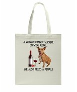 Wine And Pitbull A Great Couple Woman Life Bag Dogs Lover Canvas Bags Co... - $26.99 CAD