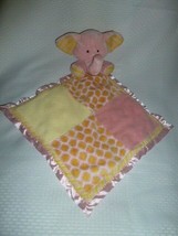 Pink Yellow Patchwork Block Elephant Baby Security Blanket Stripe Manhattan Toy - £118.54 GBP