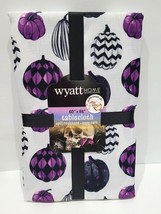 Halloween Wyatt Home Purple Pumpkins Cloth Fabric Tablecloth 60&quot; x 84&quot; - £23.79 GBP