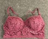 Victoria&#39;s Secret Pink Lace Push Up Bralette Size Medium Floral Pattern ... - £11.69 GBP