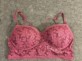 Victoria&#39;s Secret Pink Lace Push Up Bralette Size Medium Floral Pattern ... - £11.82 GBP
