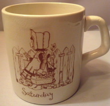 Vintage SATURDAY SunBonnet Baby Mug Cup Royal Crownford Ironstone England 3&quot;x3&quot; - £5.48 GBP