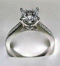 Engagement Ring 2.30Ct Princess Cut Simulated Diamond White Gold Plated Size 6 - £87.29 GBP