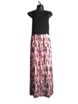 Calvin Klein Modern Maxi Dress with Chiffon Bottom Pink &amp; Black Print Si... - £14.79 GBP