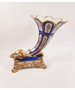 French Limoges Cornucopia Ram Head Vase w/ Crossed Arrows Goldleaf - $594.00
