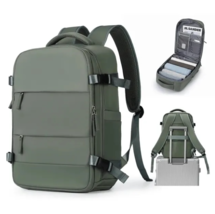 Carry on Backpack 35L Travel Backpack Expandable Airplane Water Resistant, Green - £38.68 GBP