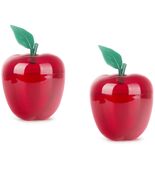 Large Red Apple Shaped Plastic Cookie Jar Set of 2 Merry Christmas - $17.11 CAD