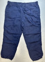 Caslon Linen Crop Pants Womens Sz Large Navy Blue Pull On Pants Pockets - £18.91 GBP