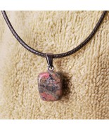 Necklace with Unakite Polished Stone Pendant, natural gemstone jewelry, ... - £10.44 GBP
