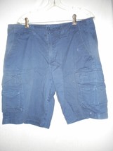 Blue twill Cargo Men&#39;s Shorts Sz 36  100% cotton - $27.98