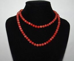 LJ 0.3&quot;China Certified Nature South Red Agate Jade Nice Light Red Pearls Necklac - £102.84 GBP