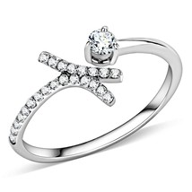 .18Ct Round Cut Simulated Diamond Open Band Stainless Steel Promise Ring Sz 5-9 - £45.99 GBP