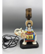 Vtg Japan Ceramic Elephant Lamp buddah Figurine Design Electric - $26.03