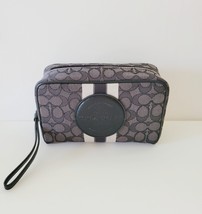 Coach C9119 Signature Stripe Jacquard Dempsey 20 Boxy Cosmetic Case Black Makeup - £60.77 GBP