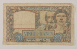 1941 Francia 20 Francos Nota Science Et Travail (Ciencia Y Trabajo) - £43.57 GBP