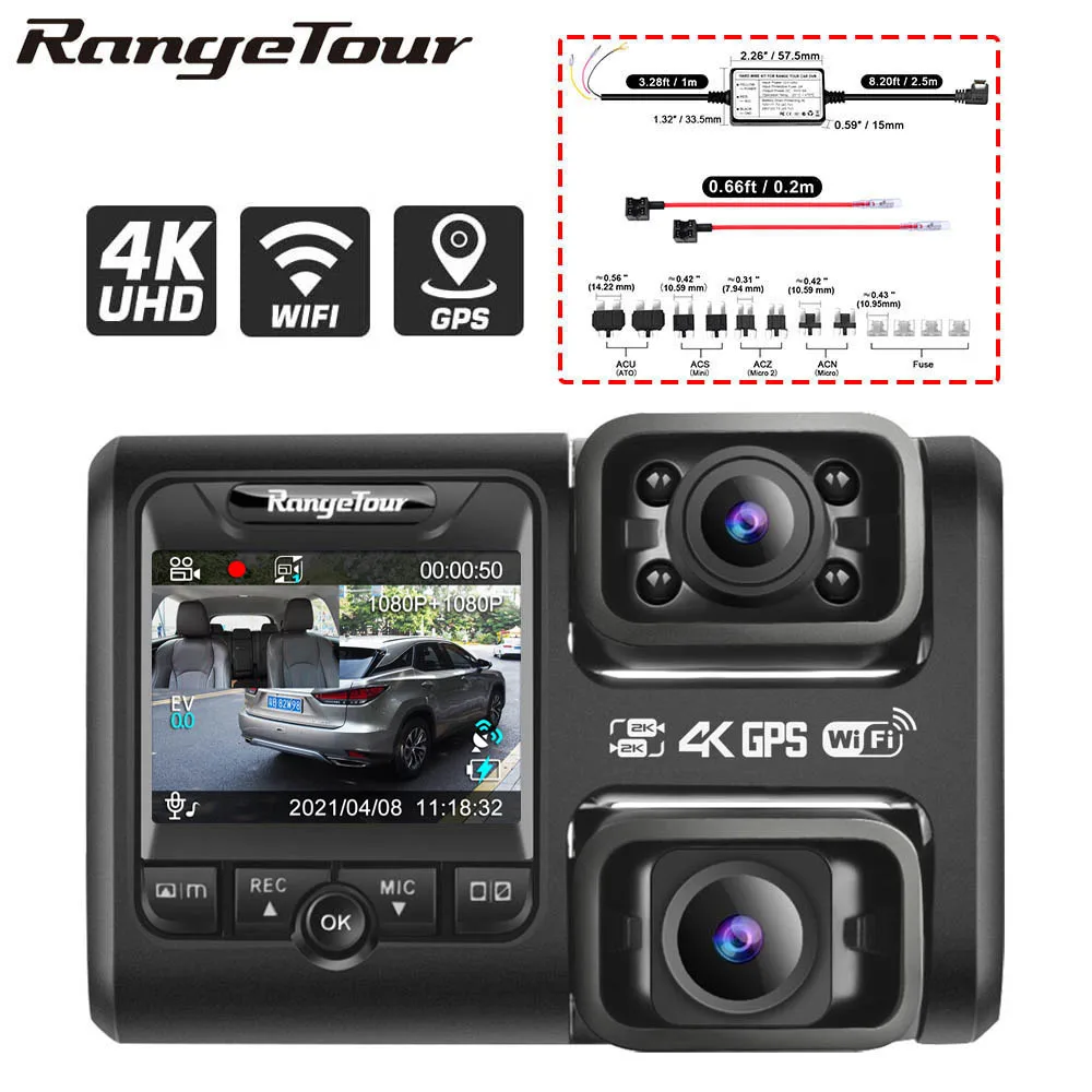 Dual Lens Car DVR 4K 2160P Sony Sensor WIFI GPS Logger 2 Camera Dash Cam Video - £120.71 GBP+