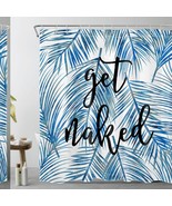 Blue Palm Leaf Shower Curtain 72x72 Inches - $54.44