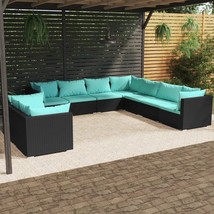  Garden Lounge Set Black PE rattan Large Modern Design - $25,367.83 MXN