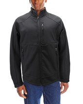Men&#39;s Water Resistant Softshell Fleece Lined Black Stand Collar Zip Up Jacket - £33.14 GBP