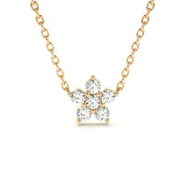 0.27CT Round Cut Moissanite 14K Yellow Gold Plated Flower Pendant Neckla... - £74.11 GBP