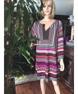 Laundry By Shelli Segal Printed 3/4-Sleeve Shift Dress, Deep Garnet sz l... - $89.00