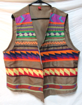Native American Seminole Men&#39;s 48 XL Traditional Brown Patchwork Vest Lined VGC - £196.73 GBP