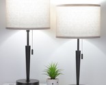 Set Of 2 Bedside Table Lamp, Pull Chain Nightstand Lamps With Usb C Char... - $93.99