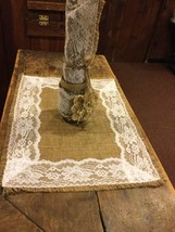 Natural Burlap/White Lace Placemat/Rustic Wedding Placemats/Country Home Decor - £6.13 GBP