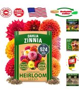 Vibrant 524 Count Zinnia Dahlia Seeds Pack - Ideal for Family-Friendly G... - $23.90 CAD